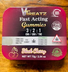VTreatz | Black Cherry Fast Acting 3:2:1 Gummies | Edibles | 5mg THC x 15mg CBG x 10mg CBD x 20