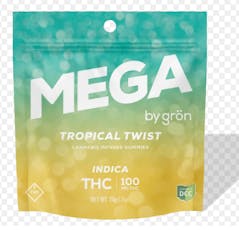 Grön - Tropical Twist Mega Gummies (I) 2pk - 100mg