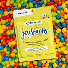 Joybombs | Sour Fruit (H) Candy-Coated Fruit Chews | 40 Pack (100mg)