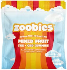 Zoobies | Mixed Fruit 1:1 CBD:THC Sativa | Edibles | 10 pk | 100mg