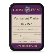 Florist Farms | Permanent Marker | Live Resin Infused Pre-Roll 5pk | Indica | 2.5g