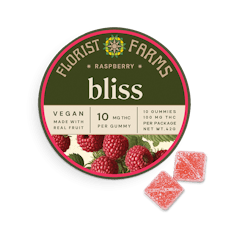 Florist Farms | Raspberry | Bliss | 10 Pack Gummies | 100mg