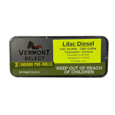 Lilac Diesel | Pre-rolls 1/2g-3pk | Vermont Select