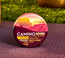 Kiva | Camino Sours | Orchard Peach | Balance | 1:1 THC:CBD | 10pk Gummies | 100mg