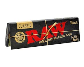 Raw Black Classic Rolling Papers - 1 1/4