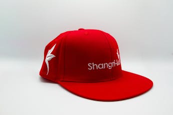 Shangri-La Embroidered - Red w/ White Embroidery Snapback Hat