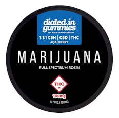 DIALED IN - GUMMIES ROSIN - 100MG THC / 100MG CBD / 100MG CBN - 20PK - ACAI BERRY SLEEP - INDICA