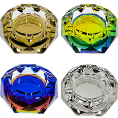 4" Faceted Octagon Iridized Glass Ashtray