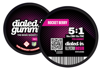 Dialed In | Rocket Berry 5:1 CBD 10pc | 100mg Rosin Gummies