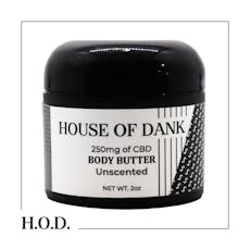 H.O.D. CBD Unscented Body Butter 250mg