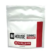 In House: Fast Acting Gummies | Strawberry | 1:1 THC:CBD | 10mg THC : 10mg CBD | 10pk