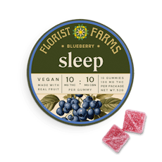 Florist Farms Blueberry "Sleep" 1:1 THC:CBN Gummies 10pk (10mg THC, 10mg CBN each)
