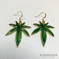 Smokies Toke Couture | Earrings | Green Glossy Cannabis Leaves | Assorted
