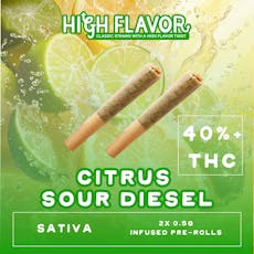 0.5g/2pk Citrus Sour Diesel Infused Pre-Rolls | TAX INCLUDED