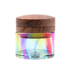 Cirrus Glass | Grinder | 3" | Glass, Wood & Aluminum | Rainbow | Made in the USA