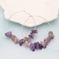 ZAD | Earrings | Silver Chipped Stone Hoops | Assorted