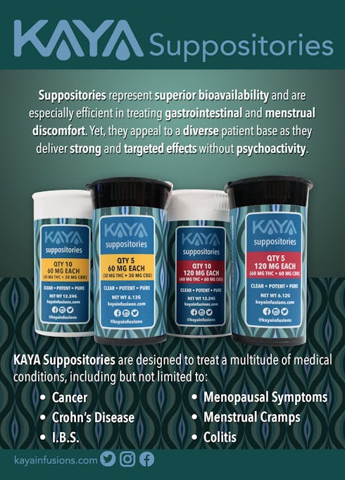 KAYA - Suppositories - Mixed Hybrid - 1:1 THC/CBD - 60mg each - QTY 10