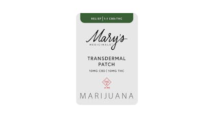 MARY'S MEDICINALS - TOPICALS - 10MG CBD / 10MG THC - PATCH TRANSDERMAL - RELIEF 1:1