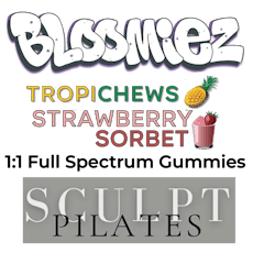 200MG 1:1 THC:CBD Bloomiez Full Spectrum Gummies Strawberry x Pineapple