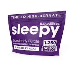 Baked Bros Gummies Blackberry Acai Sleepy Indica - 1250mg 25pc 2:1 THC:CBD (MED ONLY)
