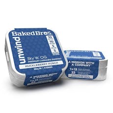 Baked Bros Gummies Huckleberry Punch Unwind - 100mg 2:2:1:1 THC:CBG:CBC:CBDV