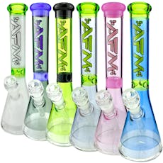 AFM Glass | Bong | Water Pipe | 12" | Full Color Clear Base Beaker | Assorted