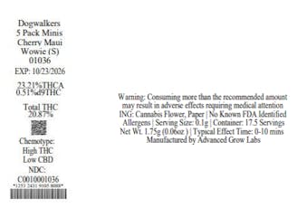 Dogwalkers Cherry Maui Wowie Preroll Minis | T20.87% | 01036 | (0.35gx5)1.75g