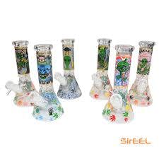 SirEEL 8" 420 Leaf EELien Beaker Bong with Bowl, Assorted Colors May Vary