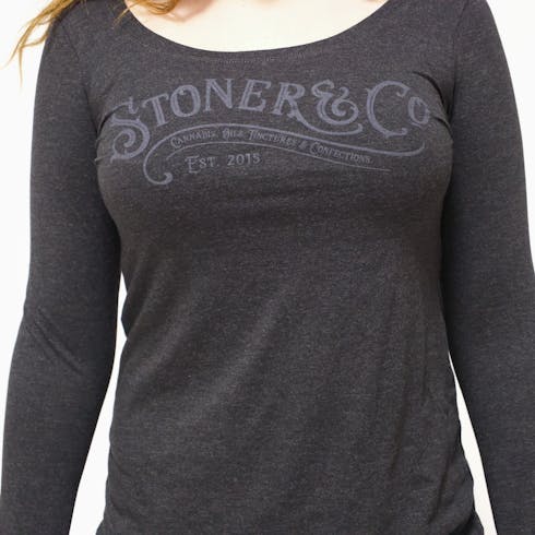 Stoner & Co. Long Sleeve Scoop Neck Shirt (With Gray Print)