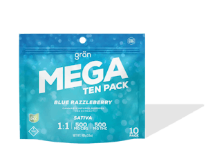 Grön - Gummies - Blue Razzleberry Mega Pearl 1:1 THC:CBG (S) (10pk) 500mg