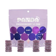 Panda: Wellness Gummies | Snoozeberry 1:1 | 100mg THC : 100mg CBN | 20pk