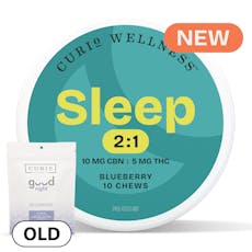 CURIO - CHEWS - 100MG CBN / 50MG THC - 10PK - SLEEP SLUMBERBERRY 2:1