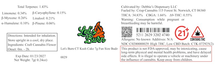 Let's Burn CT Kush Cake 7g Fun Size Budz 0029