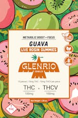 Glenrio 100mg Live Rosin Gummies | Guava ( 1:1 thc / thcv )