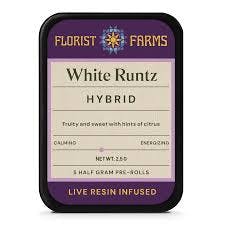 Florist Farms | Pre Roll 5pk | Live Resin Infused | White Runtz | .5g