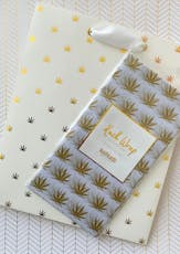 White & Gold Pot Leaf Print Gift Bag & Tissue Paper