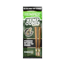 Hemper: Accessories | King Size Hemp Cones with Glass Tips | 2pk