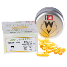 Willamette Valley Alchemy Wesley's Wish x Bubba's Blueberry 1:1 CBD:THC Live Resin Capsule 10 Pack