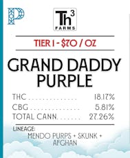 TH3 Farms - GRANDDADDY PURPLE - Tier 1 Flower