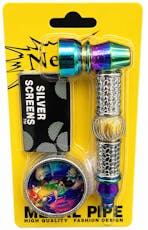 Metal Hand Pipe with Grinder and 5 Pipe Screens
