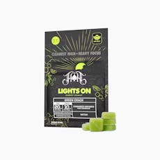 Heavy Hitters | Lights On | Green Crack | Kiwi Melon | Sativa | 2:1 THC:THCV | 5 Pack Gummies | 100mg