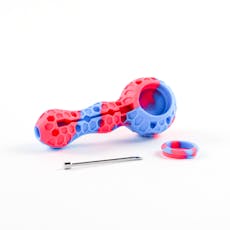4.25" Silicone Honeycomb Hand Pipe with Glass Bowl & Storage - Assorted Colors
