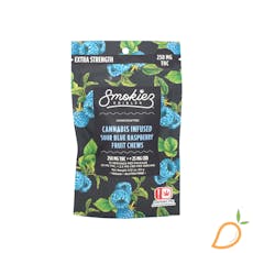 250mg Sour Blue Raspberry Fruit Chews Smokiez