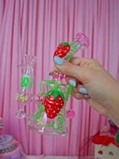 Burning Love | Bubbler | Water Pipe | 7" | 3D Strawberry | Glow in the Dark