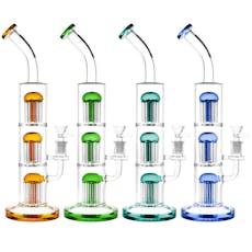 Triple Jellyfish Perc Water Pipe | Assorted 14"