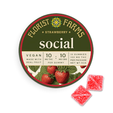 Florist Farms | Strawberry | Social | 1:1 THC:CBG | 10 Pack Gummies | 100mg