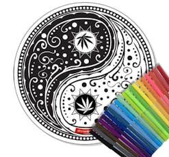 8" Round Creativity Dab Mat with markers Yin Yang