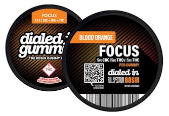 Dialed In - Rosin Gummies - FOCUS 1:1:1 CBD:THCv:THC Blood Orange (H) 100mg