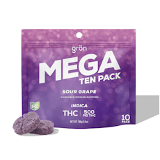 GRÖN | Sour Grape 10pc | 500mg Mega Gummie Pearl