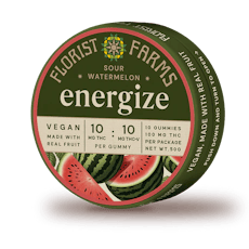 Florist Farms | Sour Watermelon ENERGIZE | THC-V THC Gummy | 10mg x 10 | SATIVA